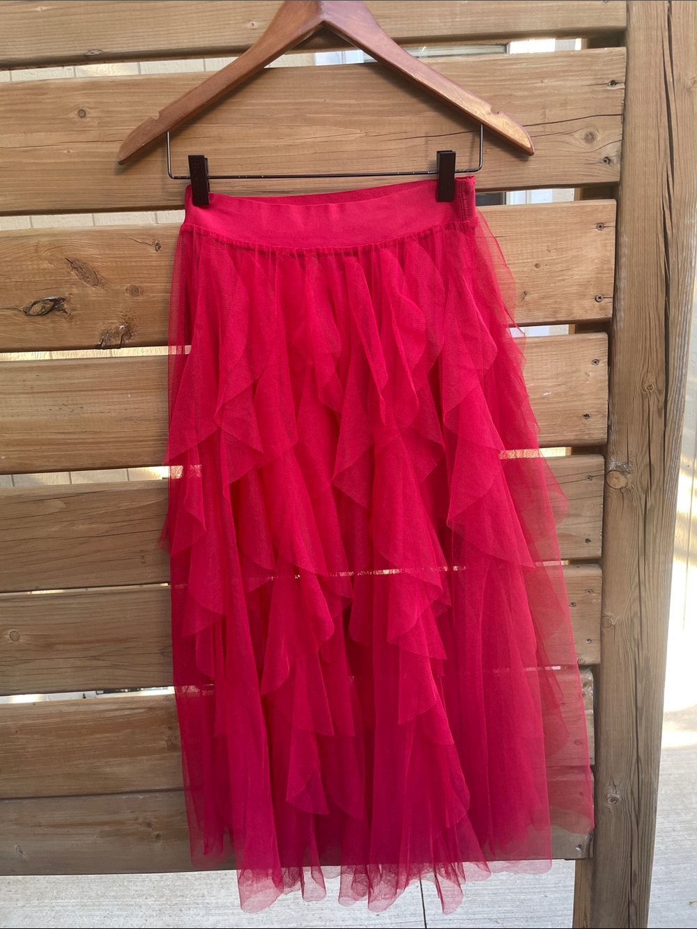 Sincerely Jules Vibrant Red Layered Tulle Maxi Skirt